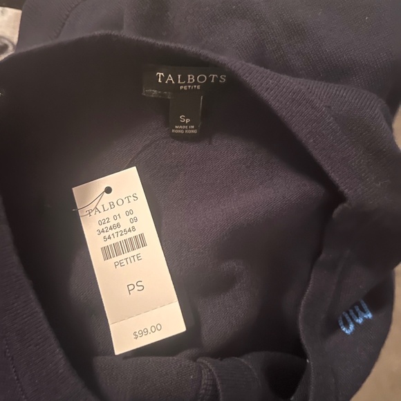 NWT Talbots Women's Navy French Long Sleeve Button Down Cardigan Size SP - Picture 3 of 3